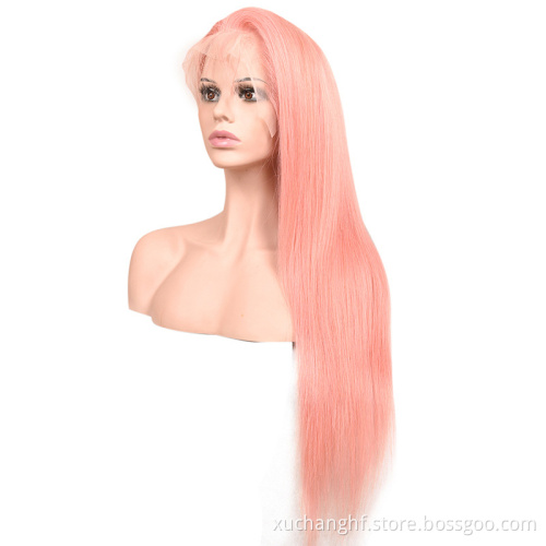 Wholesale Top Quality Pink Orange Blue Red 613 Blond Color Wig Brazilian Virgin Human Hair Long Colored Lace Front Full Lace Wig